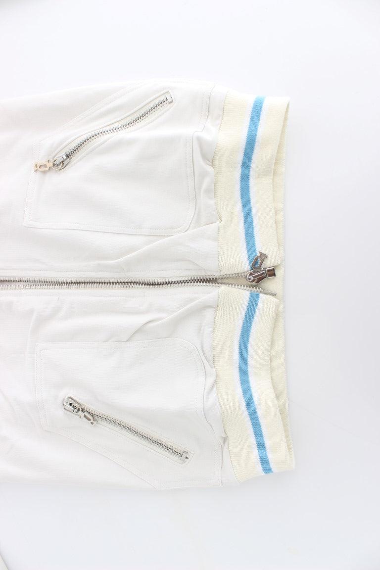Sweat-shirt cardigan à col montant blanc de John Galliano
