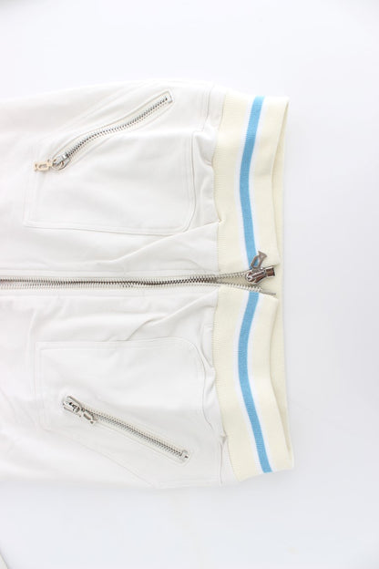 Sweat-shirt cardigan à col montant blanc de John Galliano