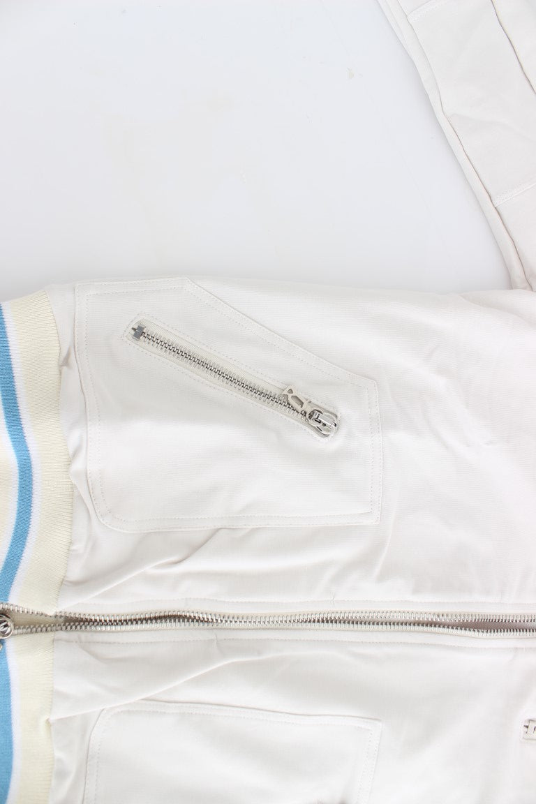 John Galliano Cardigan-Sweatshirt Blanc Col Montant Zippé