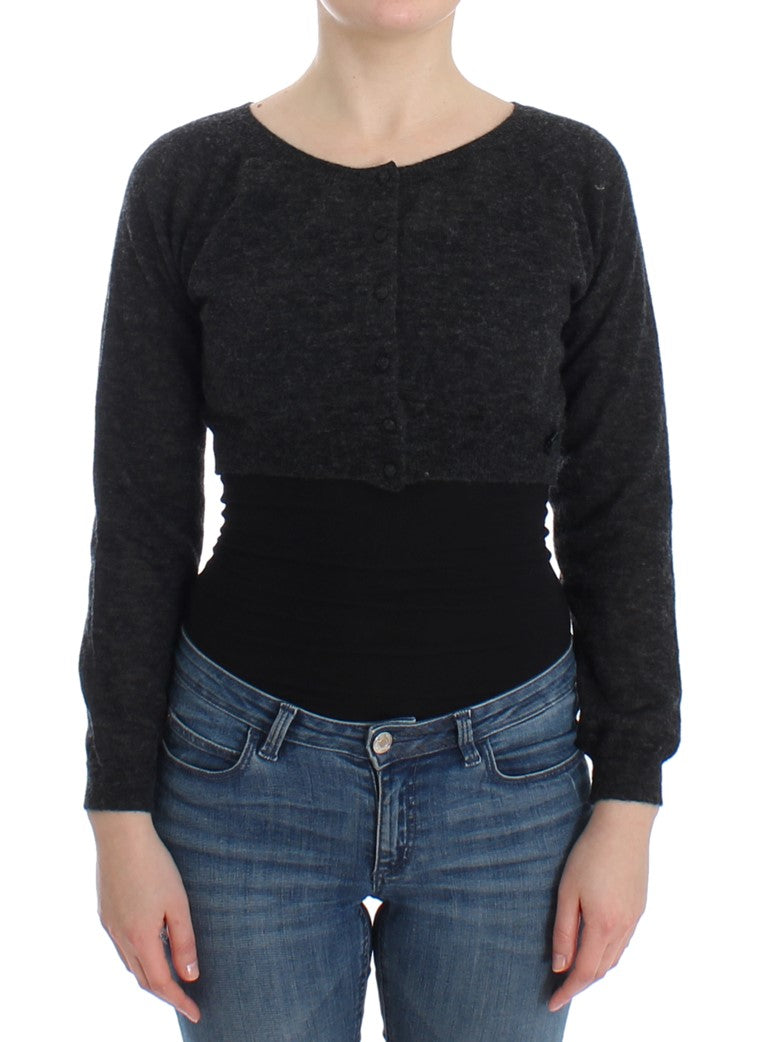 Cardigan en laine tricotée grise Ermanno Scervino