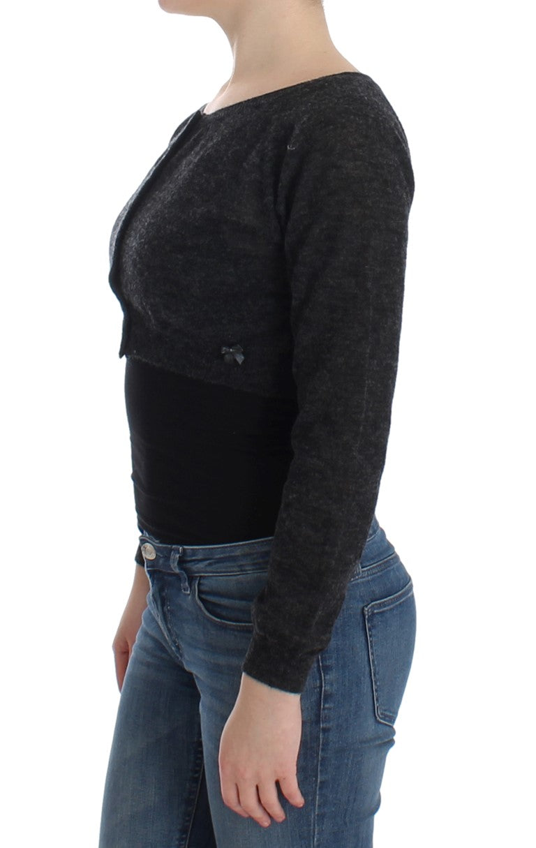 Cardigan en laine tricotée grise Ermanno Scervino