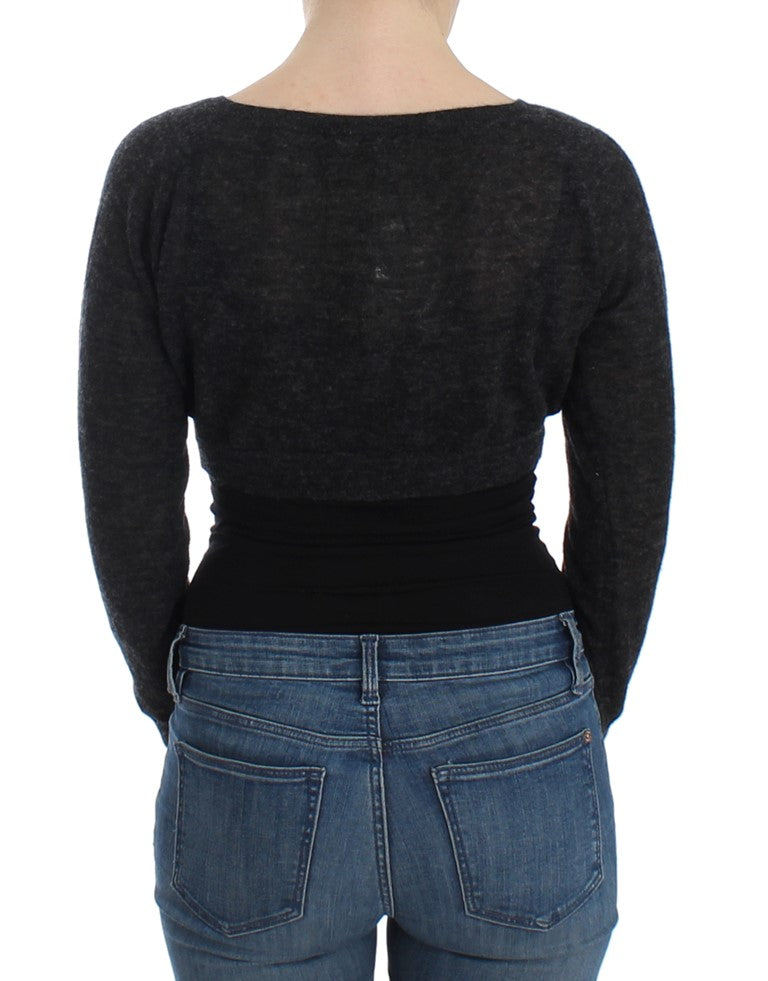 Cardigan en laine tricotée grise Ermanno Scervino