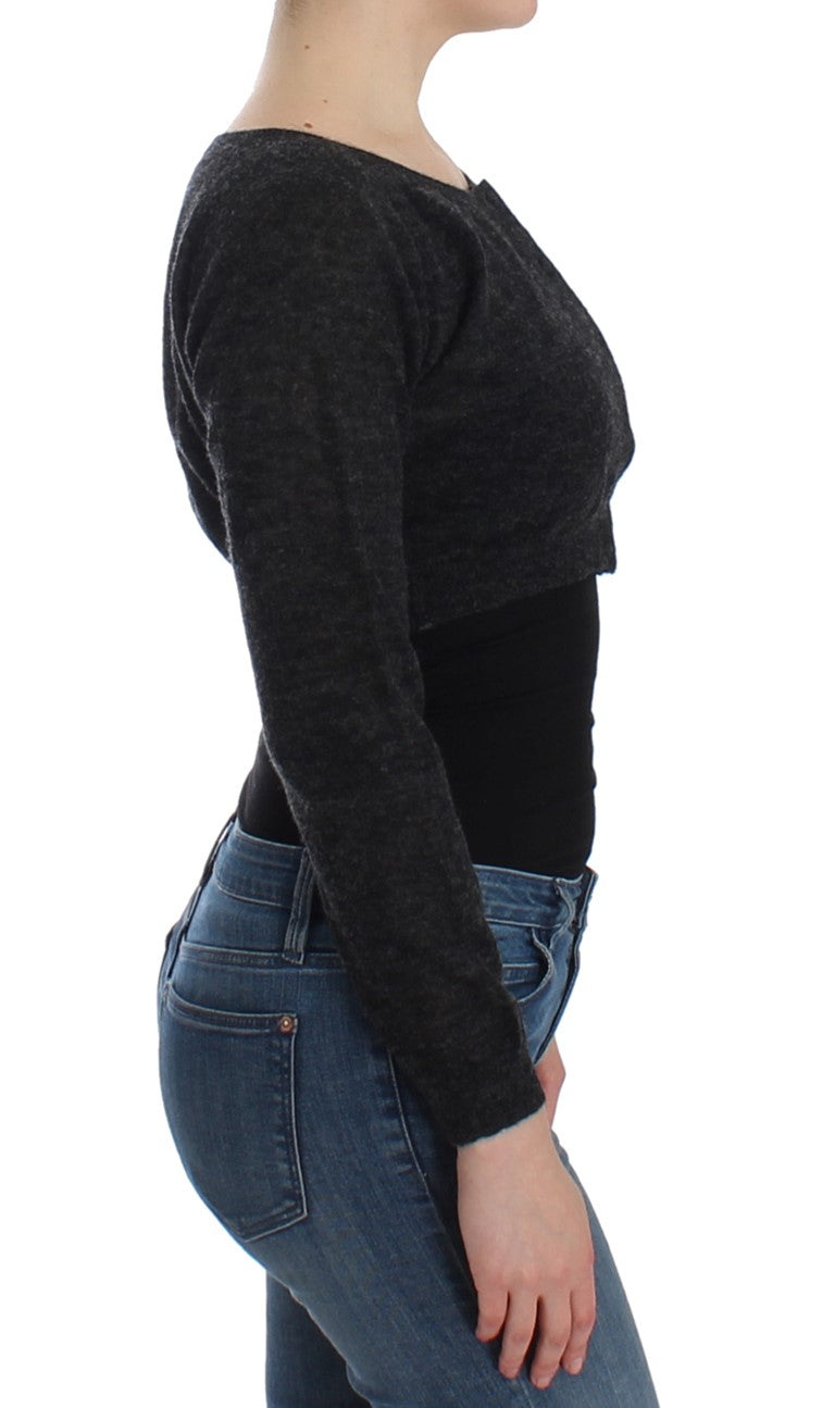 Cardigan en laine tricotée grise Ermanno Scervino
