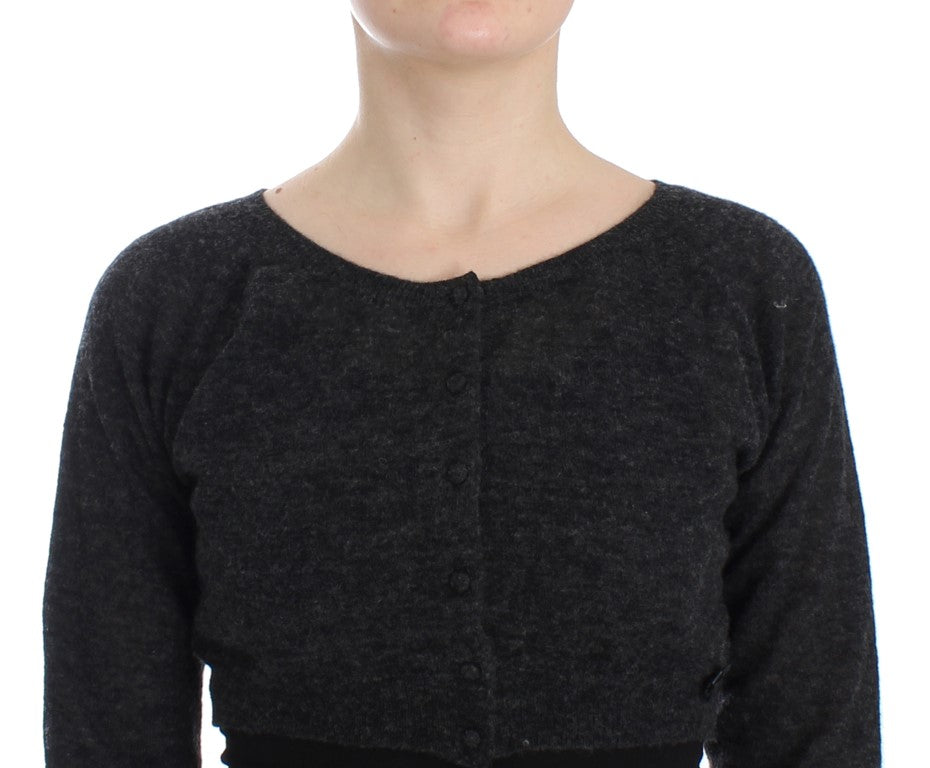 Cardigan en laine tricotée grise Ermanno Scervino