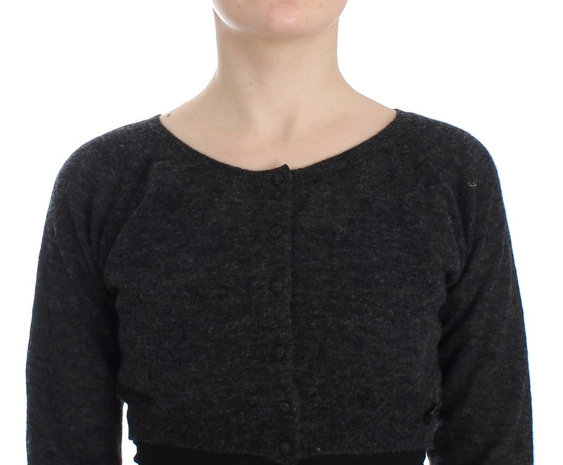 Cardigan en laine tricotée grise Ermanno Scervino