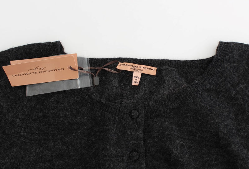 Cardigan en laine tricotée grise Ermanno Scervino