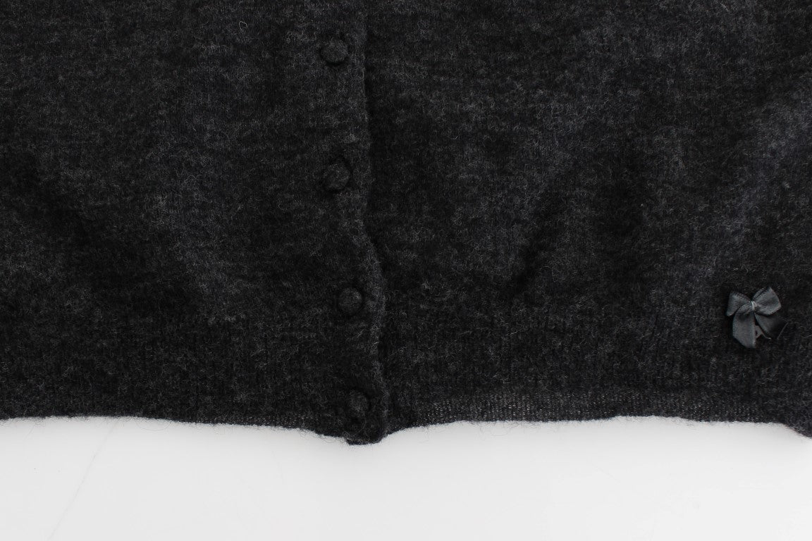 Cardigan en laine tricotée grise Ermanno Scervino
