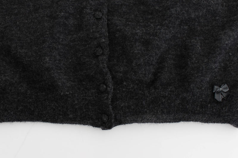 Cardigan en laine tricotée grise Ermanno Scervino