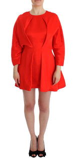 Robe droite courte en lin rouge à manches 3/4 Fyodor Golan