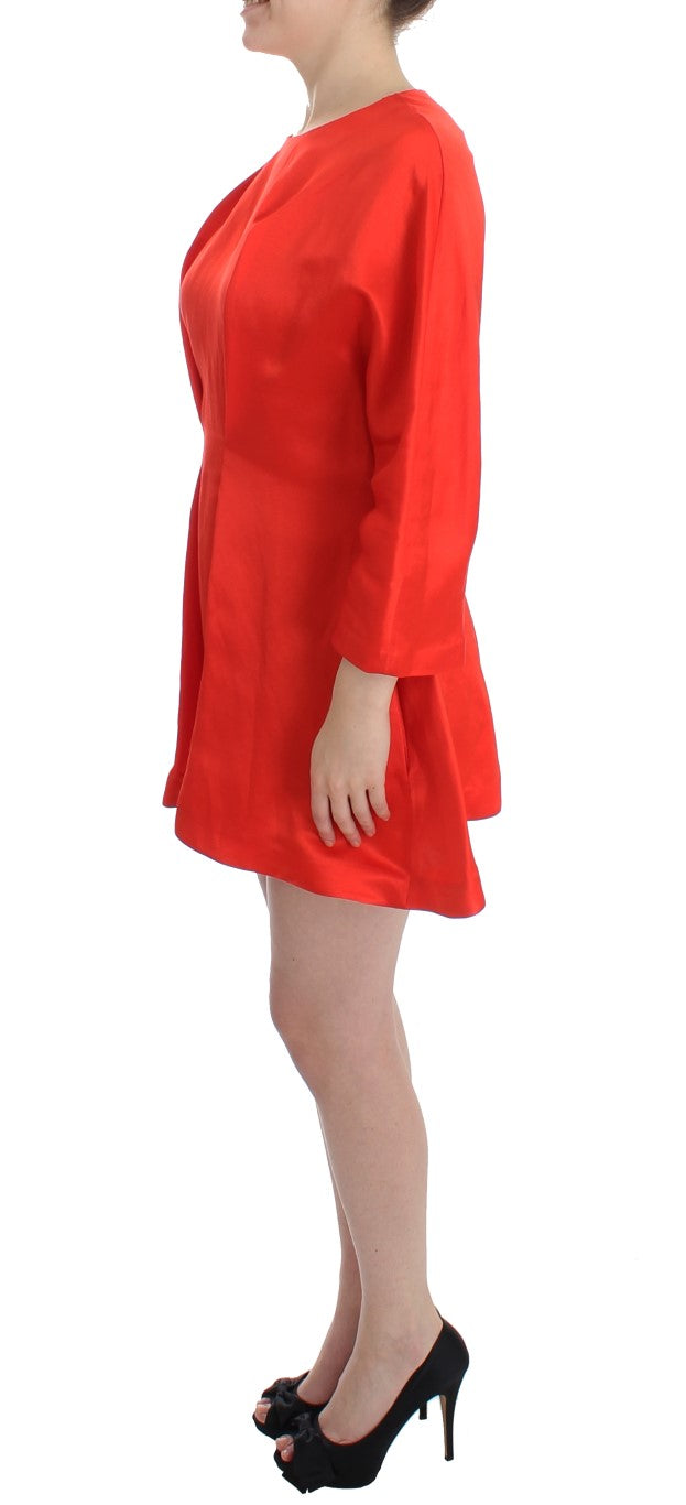 Robe droite courte en lin rouge à manches 3/4 Fyodor Golan