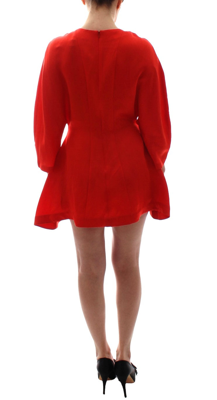 Robe droite courte en lin rouge à manches 3/4 Fyodor Golan