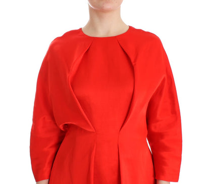 Robe-tailleur rouge en lin, mini longueur, manches 3/4 de Fyodor Golan