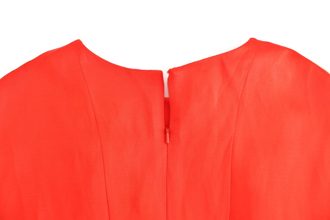 Robe droite courte en lin rouge à manches 3/4 Fyodor Golan