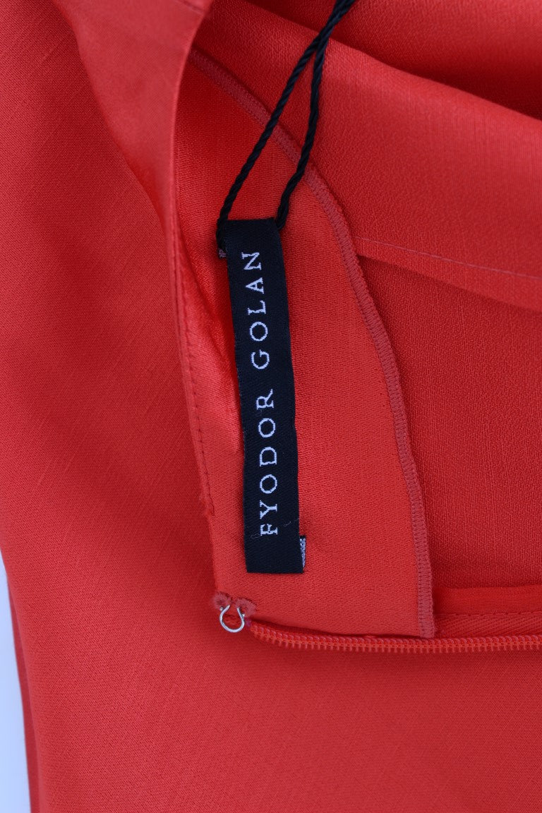 Robe droite courte en lin rouge à manches 3/4 Fyodor Golan
