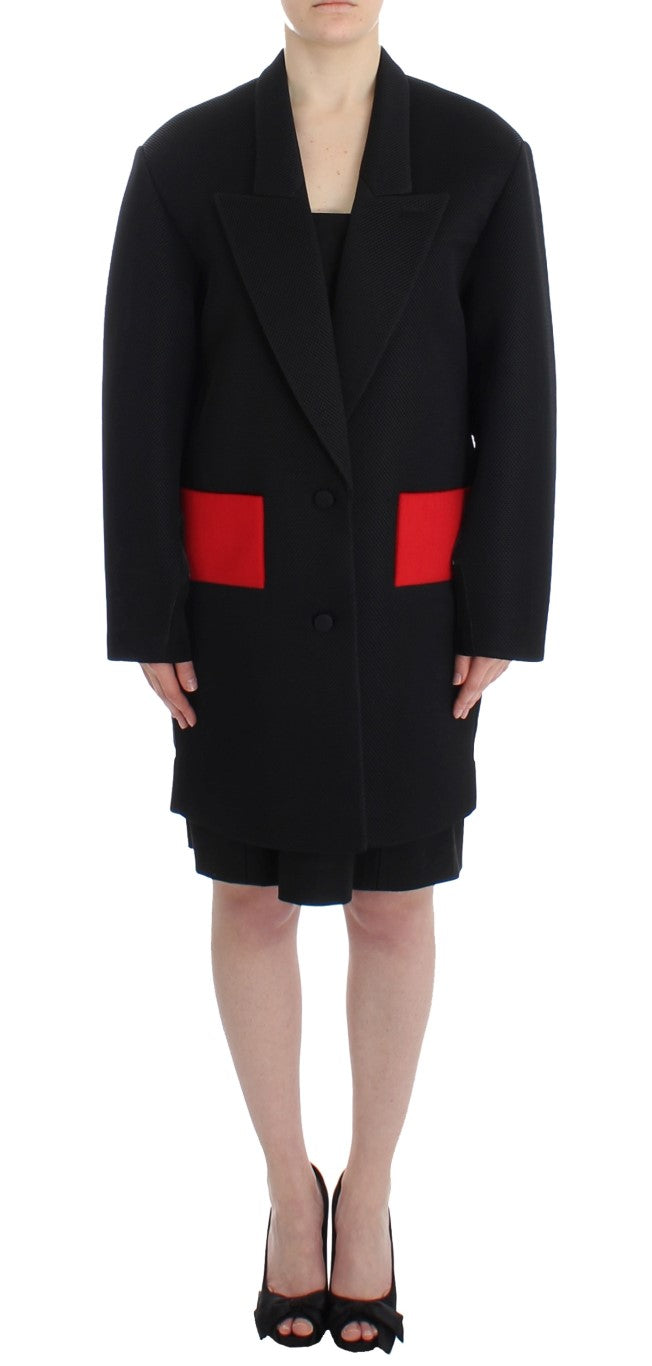 KAALE SUKTAE Trench-manteau noir, veste blazer longue et drapée