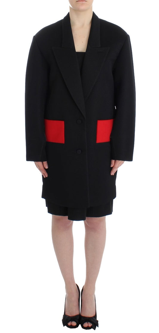 KAALE SUKTAE Trench-manteau noir, veste blazer longue et drapée