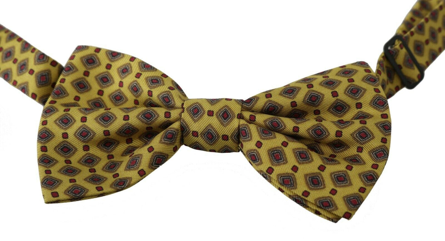 Cravate ajustable en soie à motif jaune Dolce & Gabbana