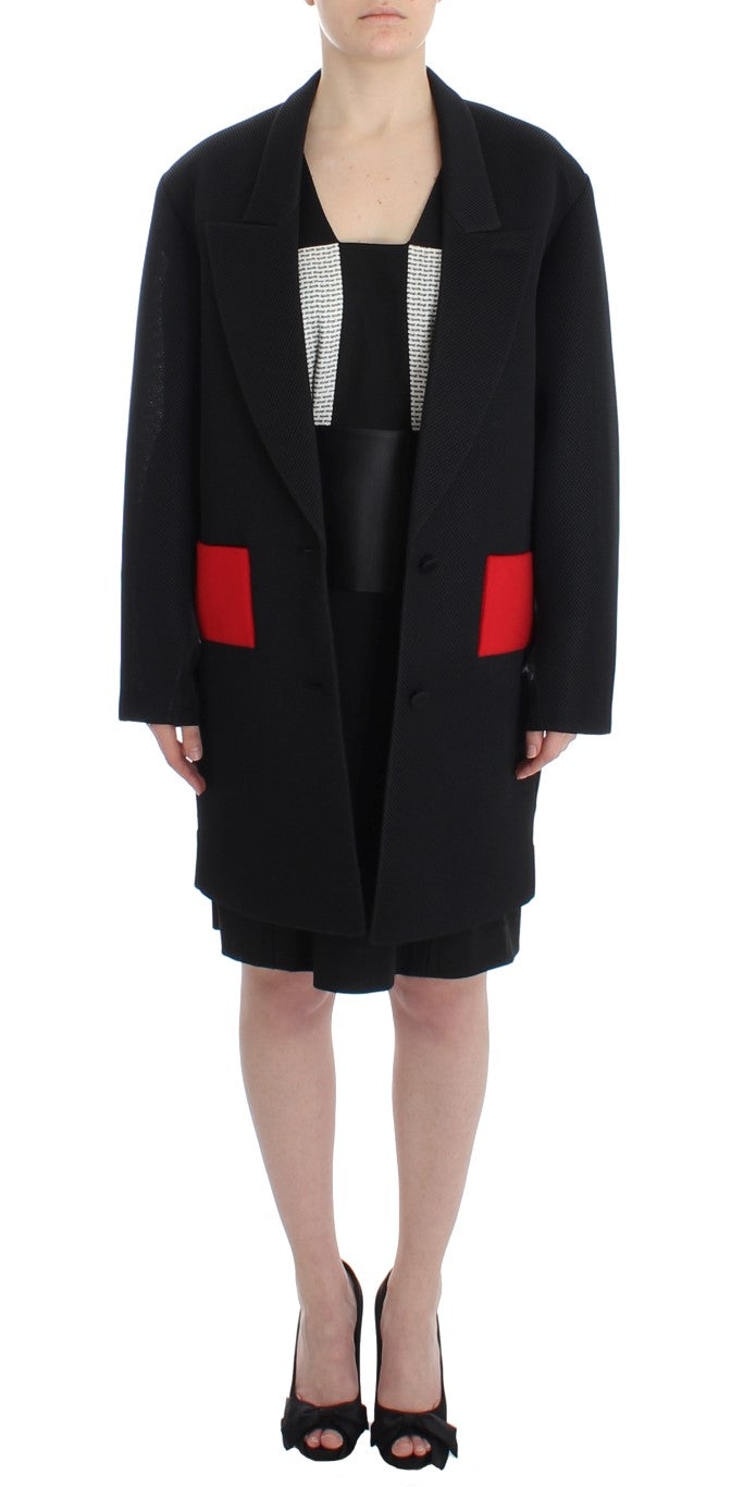 KAALE SUKTAE Trench-manteau noir, veste blazer longue et drapée