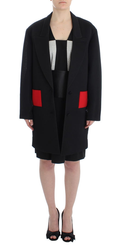 KAALE SUKTAE Trench-manteau noir, veste blazer longue et drapée