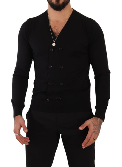 Pull en cachemire noir à boutons de Dolce & Gabbana