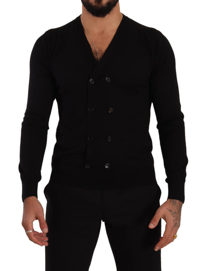 Pull en cachemire noir à boutons de Dolce & Gabbana