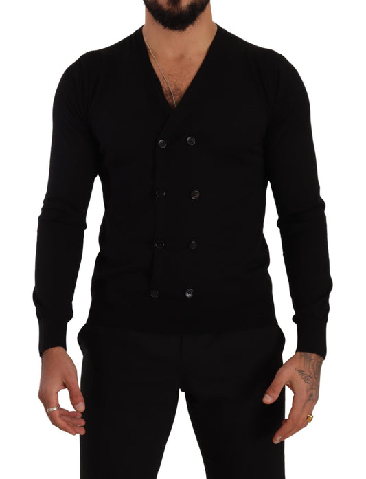 Pull en cachemire noir à boutons de Dolce & Gabbana