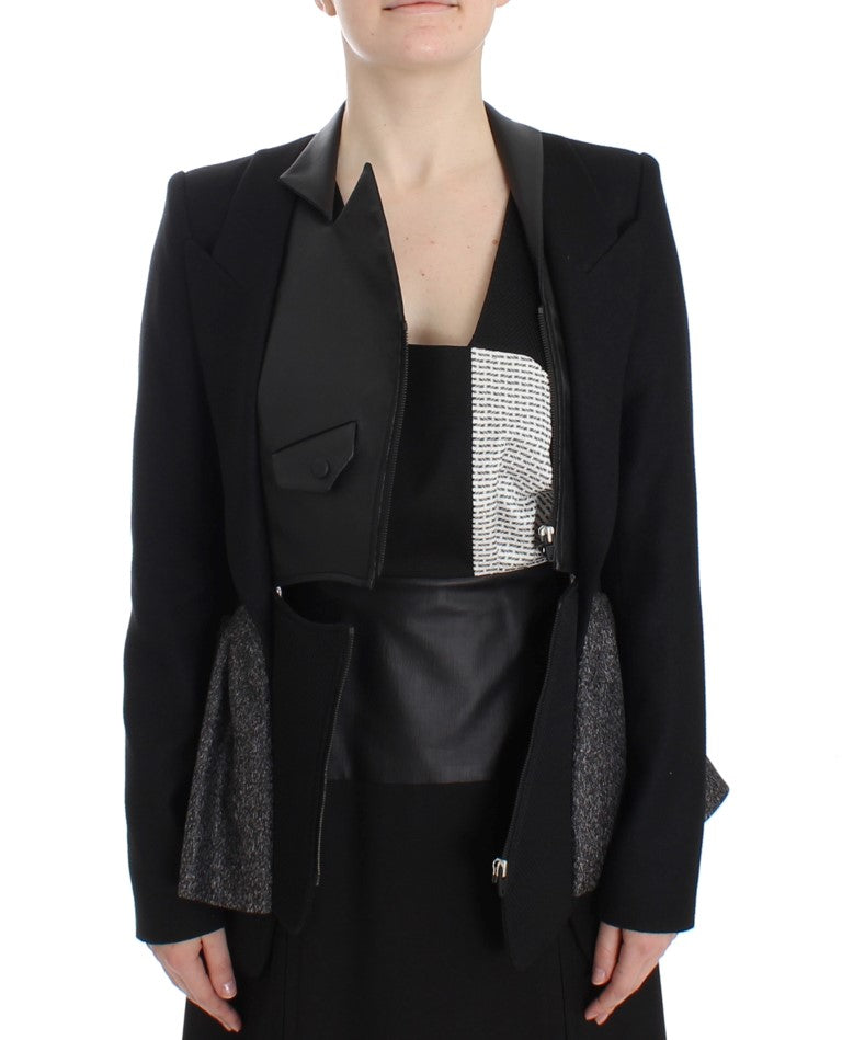 Veste blazer courte noire, veste motard KAALE SUKTAE