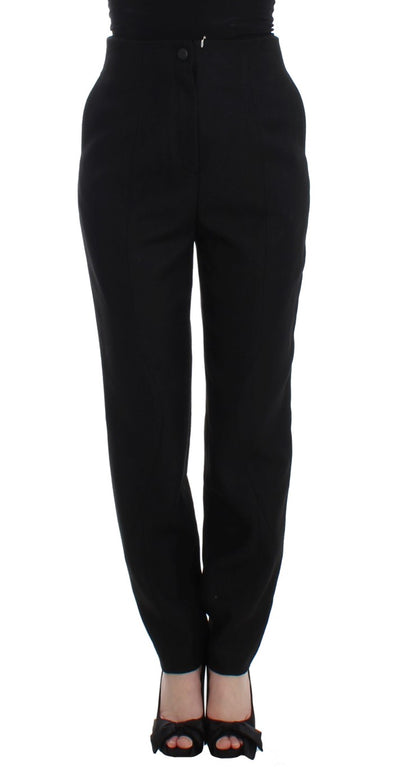 Pantalon tailleur droit noir taille haute et coupe slim KAALE SUKTAE