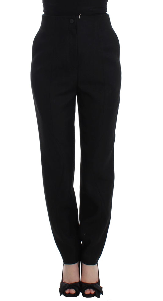Pantalon tailleur droit noir taille haute et coupe slim KAALE SUKTAE