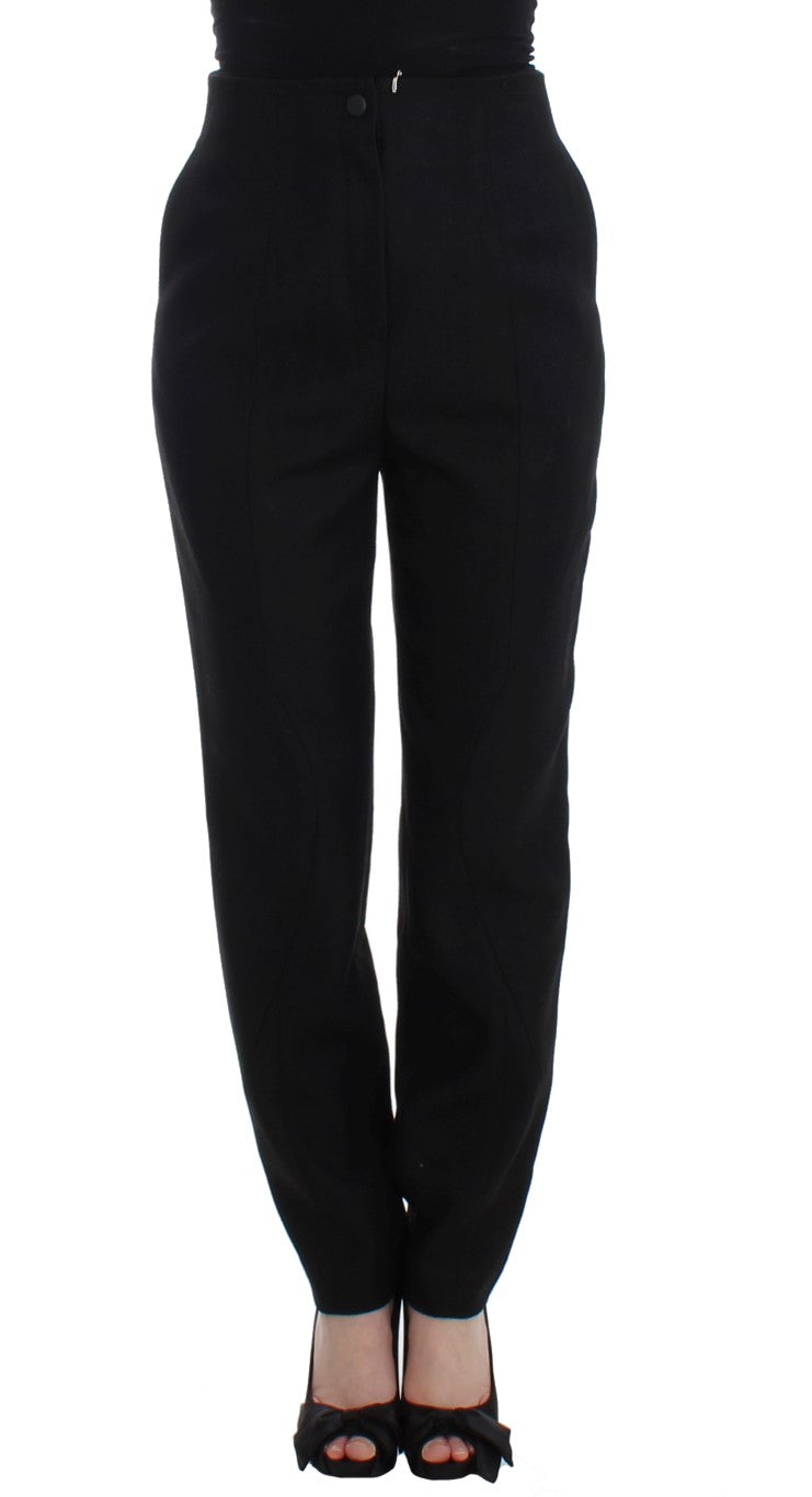 KAALE SUKTAE Pantalon habillé noir taille haute coupe droite slim