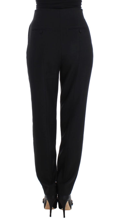 Pantalon tailleur droit noir taille haute et coupe slim KAALE SUKTAE