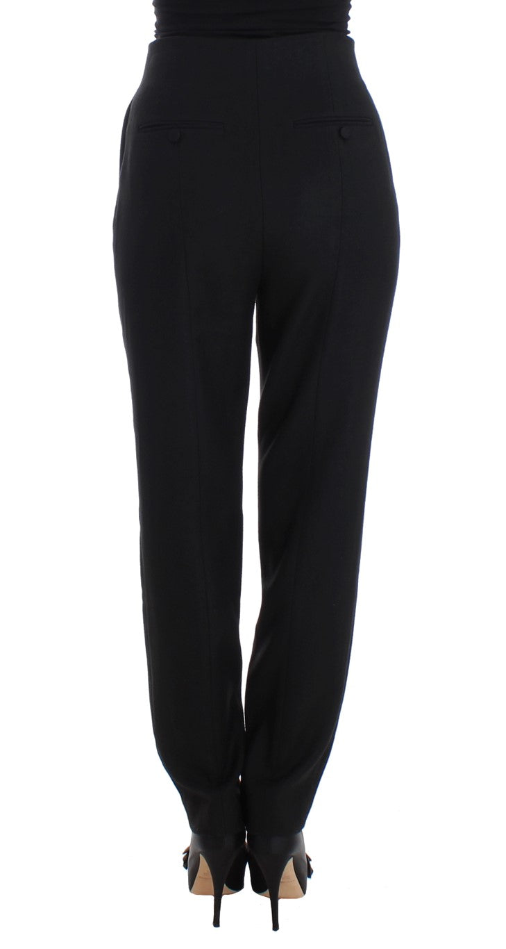 KAALE SUKTAE Pantalon habillé noir taille haute coupe droite slim