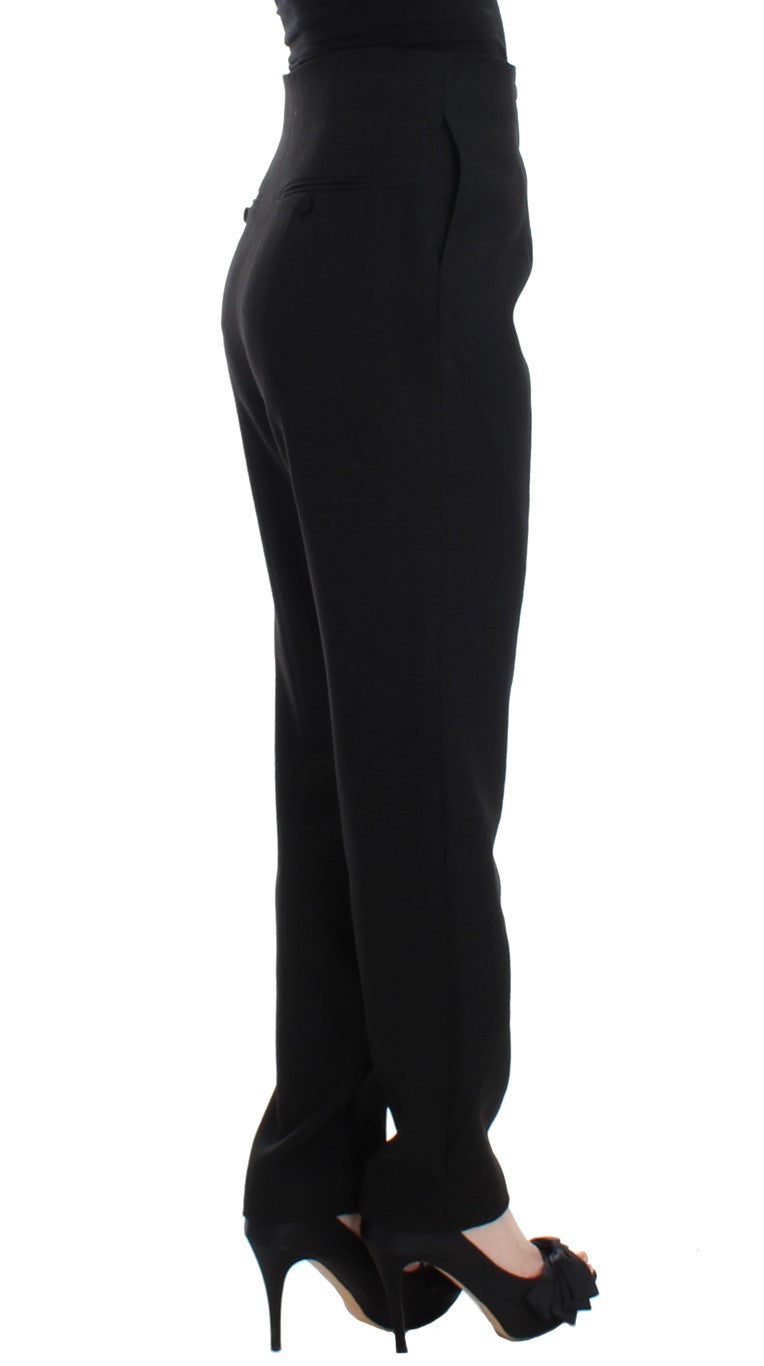 KAALE SUKTAE Pantalon habillé noir taille haute coupe droite slim