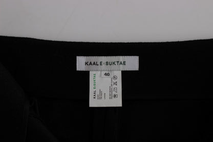 Pantalon tailleur droit noir taille haute et coupe slim KAALE SUKTAE