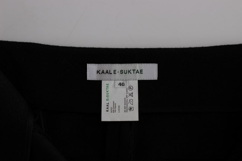 KAALE SUKTAE Pantalon habillé noir taille haute coupe droite slim