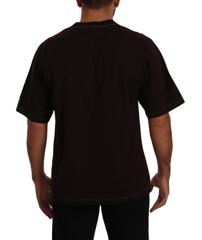 T-shirt à col rond en coton bord de mer avec imprimé L-Amore de Dolce & Gabbana