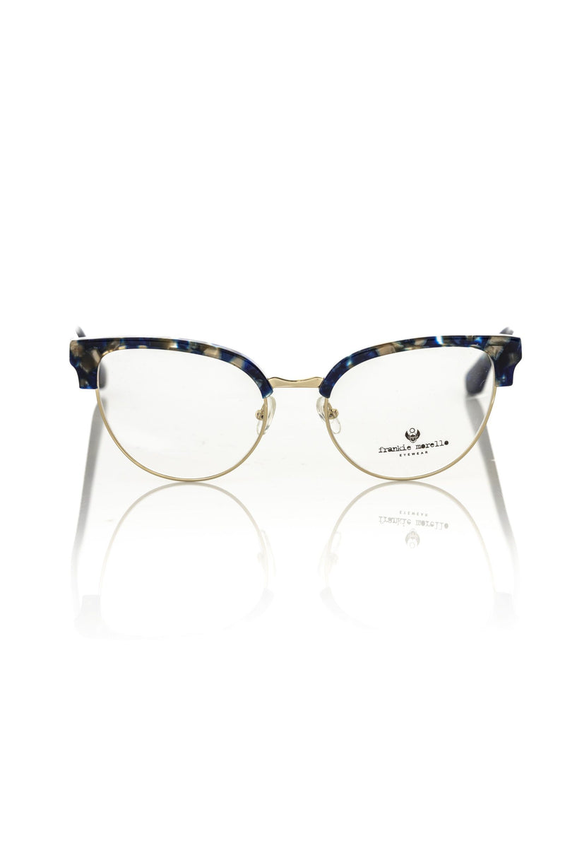 Frankie Morello Blue Metallic Clubmaster Eyeglass Frame