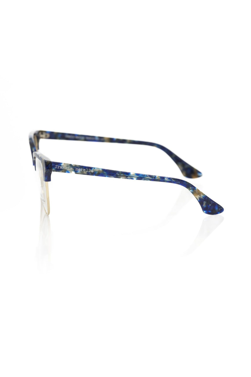 Frankie Morello Blue Metallic Clubmaster Eyeglass Frame