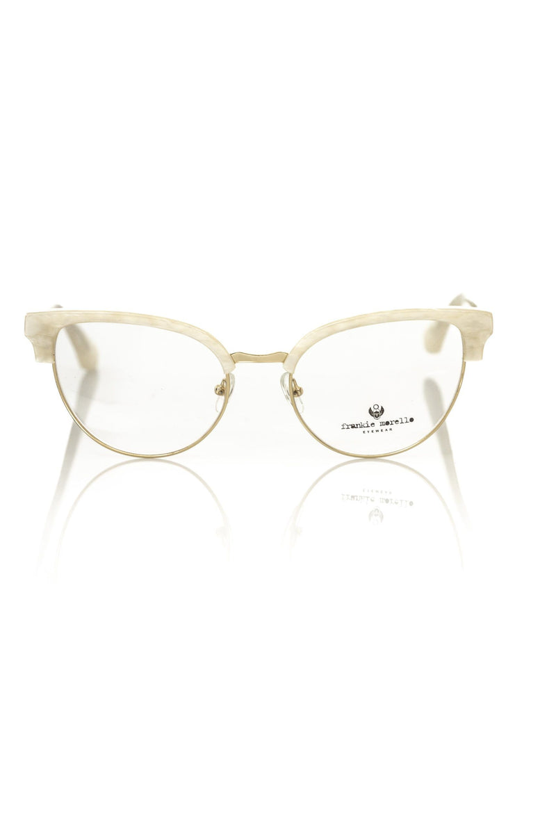 Frankie Morello White Metallic Women's Frame Eyeglasses
