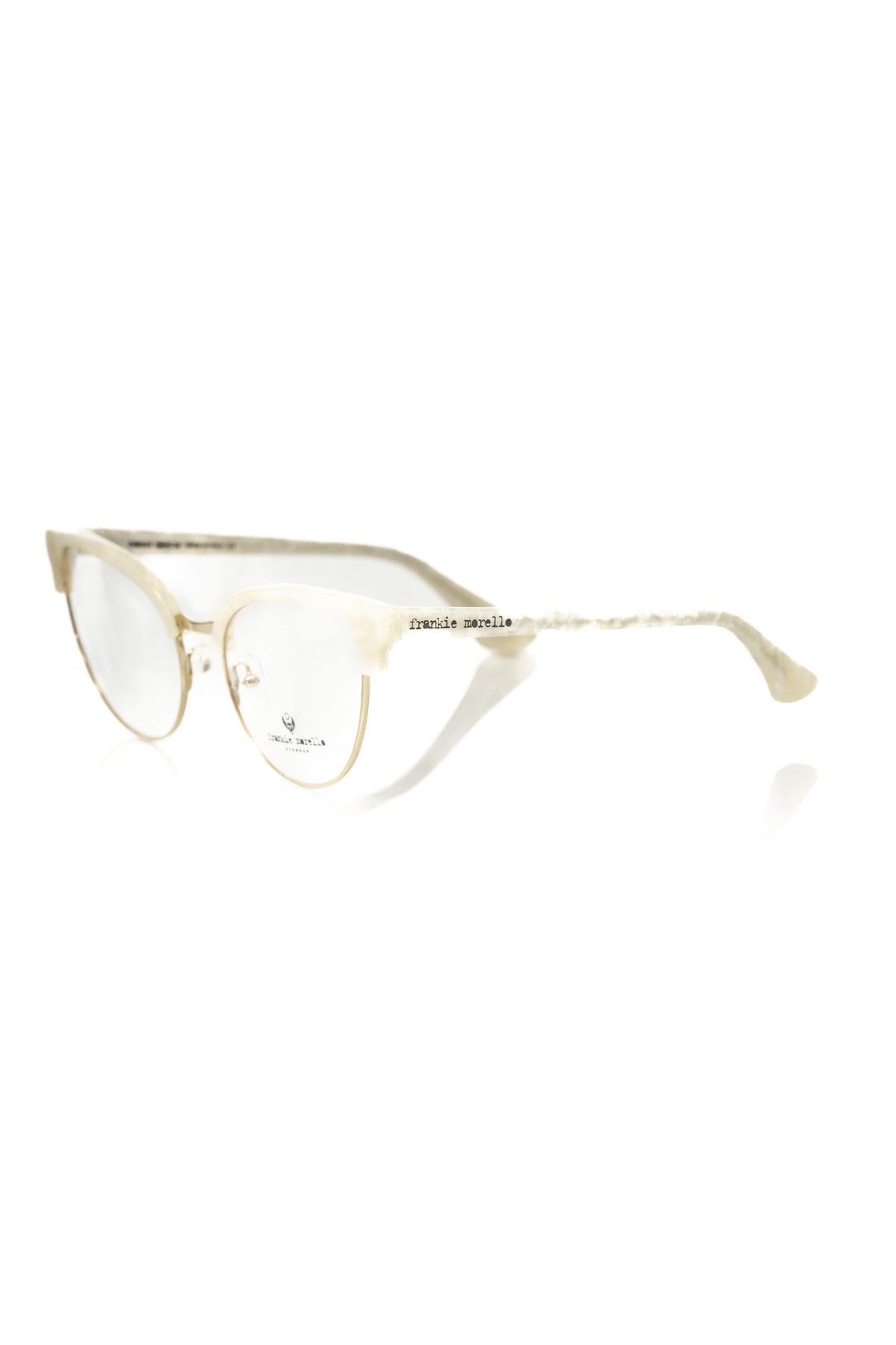 Lunettes de vue Femme Frankie Morello Clubmaster Blanc Métallique
