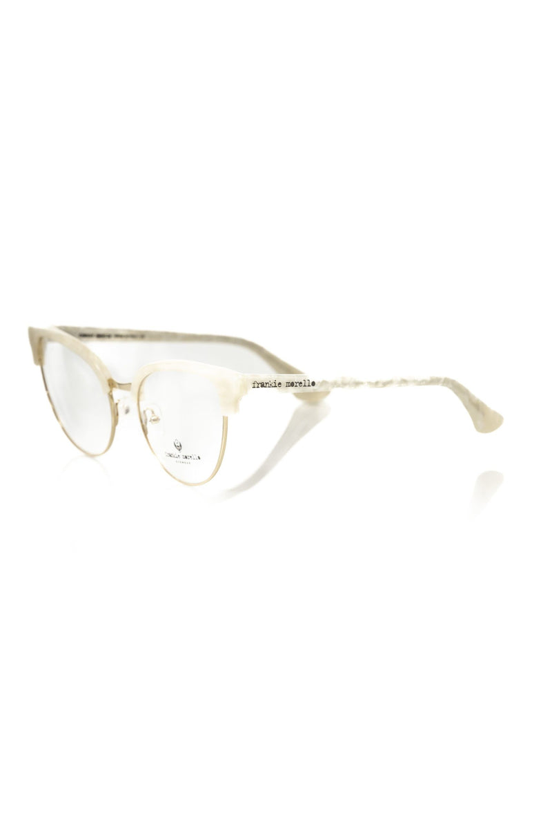 Frankie Morello White Metallic Women's Frame Eyeglasses