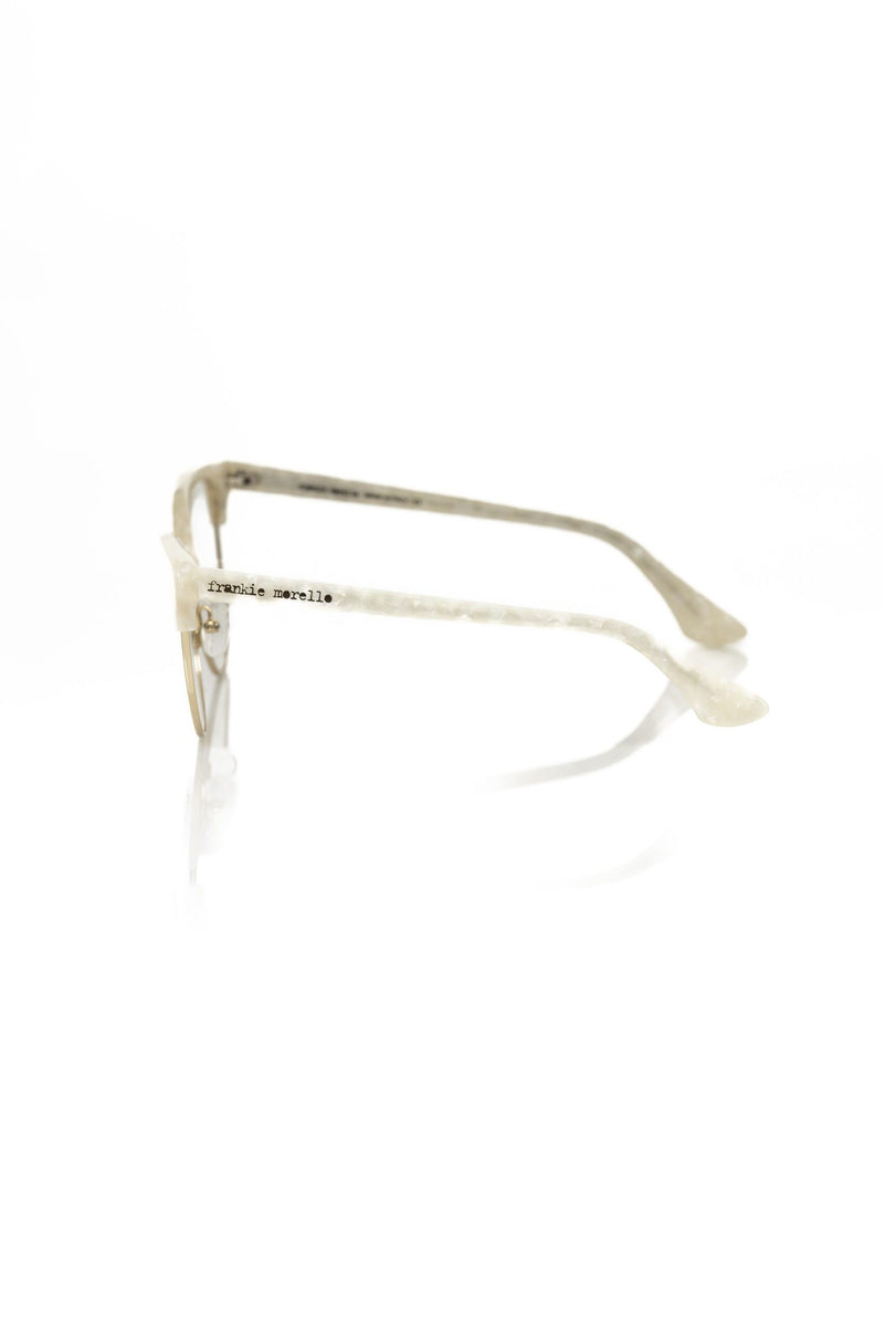Frankie Morello White Metallic Women's Frame Eyeglasses