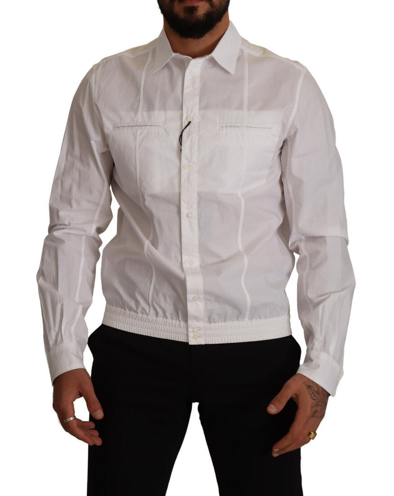 Chemise à manches longues pour homme en coton blanc à col boutonné de Dolce &amp; Gabbana