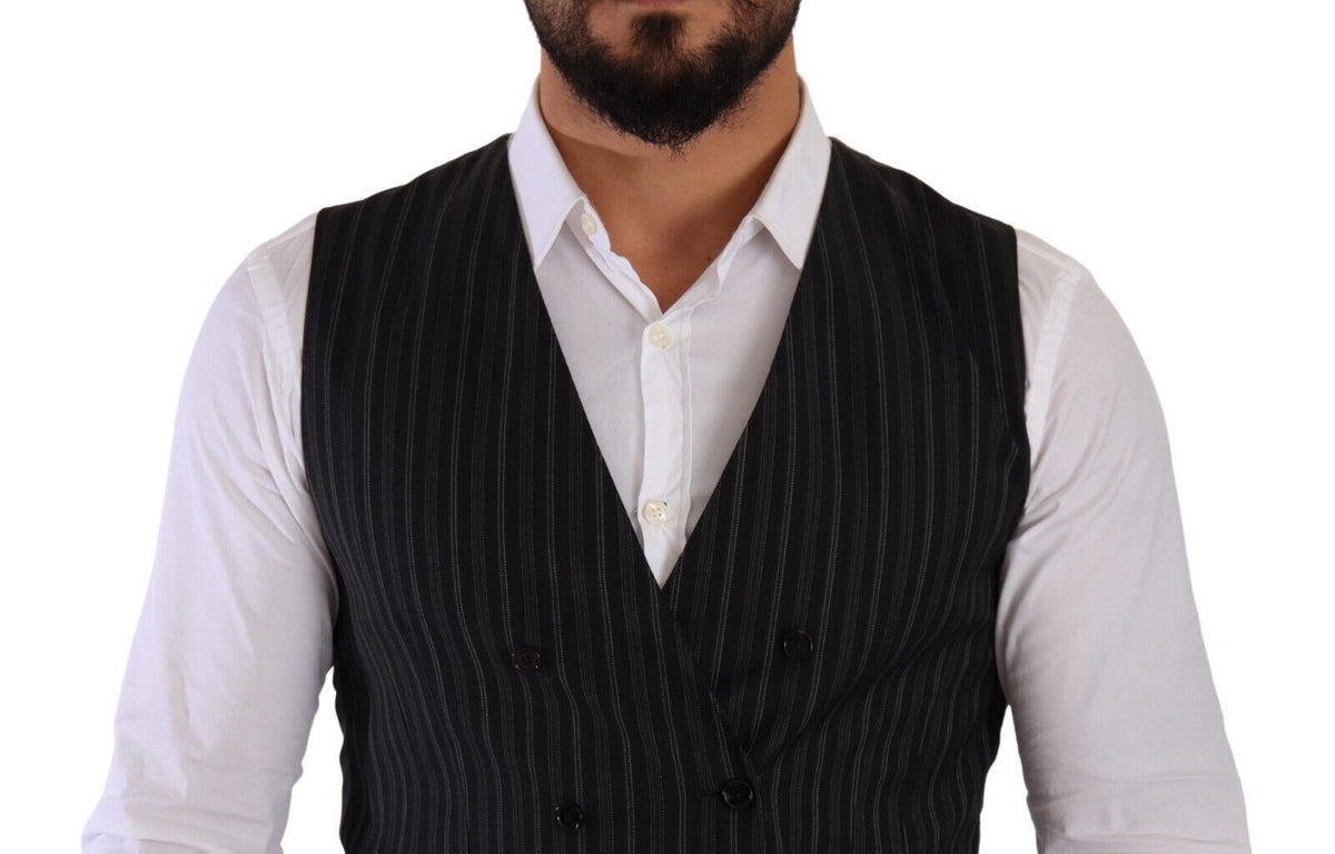 Dolce & Gabbana Gilet Double Boutonné Rayé Gris