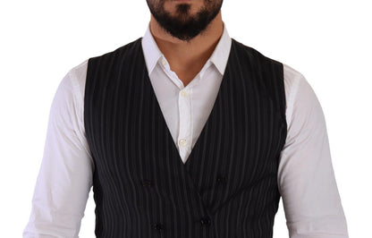 Gilet sans manches à rayures grises et à double boutonnage de Dolce & Gabbana