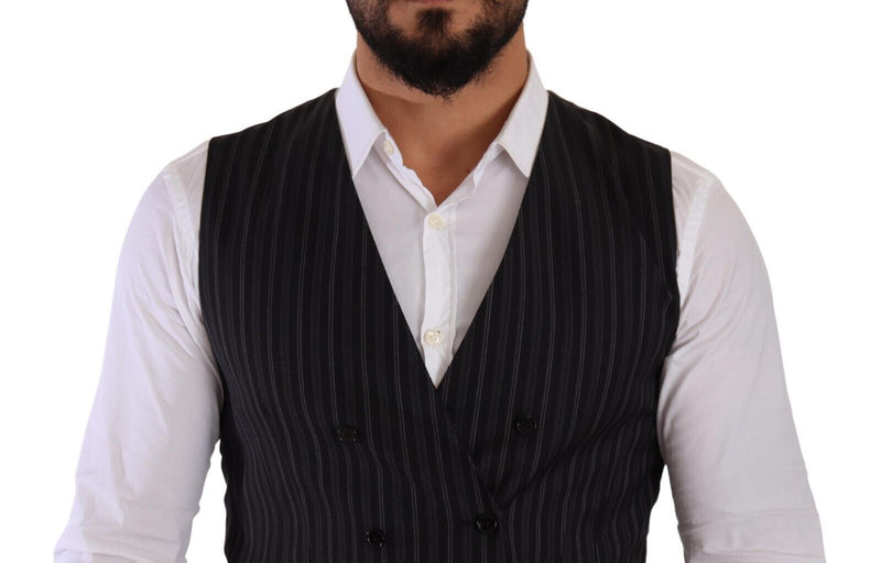 Dolce & Gabbana Gilet Double Boutonné Rayé Gris