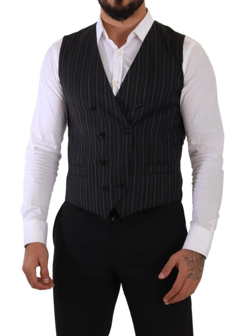 Dolce & Gabbana Gilet Double Boutonné Rayé Gris
