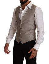 Dolce & Gabbana Gilet Beige en Laine à Boutonnage Simple