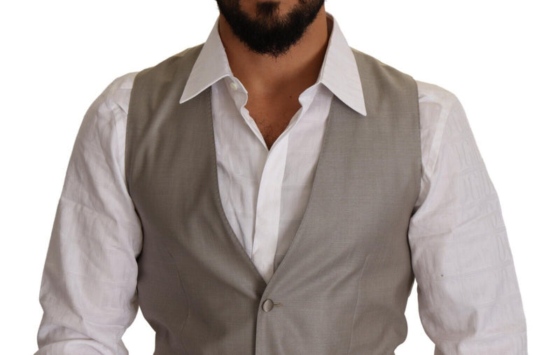 Dolce & Gabbana Gilet Beige en Laine à Boutonnage Simple
