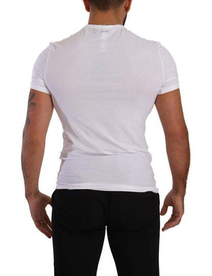 T-shirt en coton extensible blanc à col rond Dolce & Gabbana, sous-vêtements.